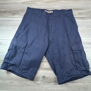 VTG Noiz Premium Jeans Mens Navy Blue Cotton Cargo Shorts Size 34 Utility Y2K